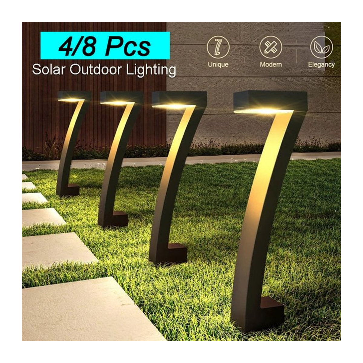 VENUSWING Solar-LED-Wegeleuchte IP65 wasserdicht Schwarz Modern - Bild 1