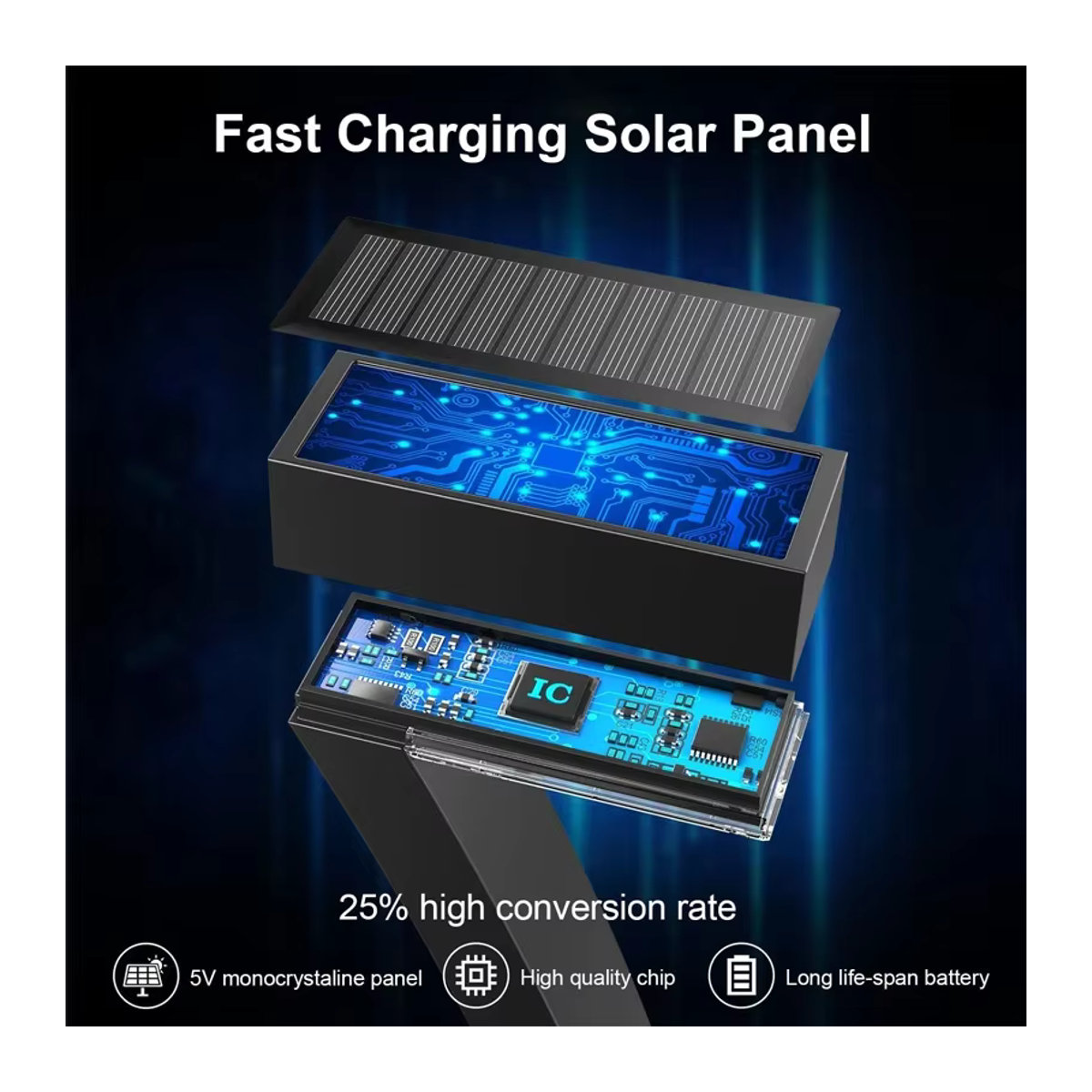 VENUSWING Solar-LED-Wegeleuchte IP65 wasserdicht Schwarz Modern - Bild 3