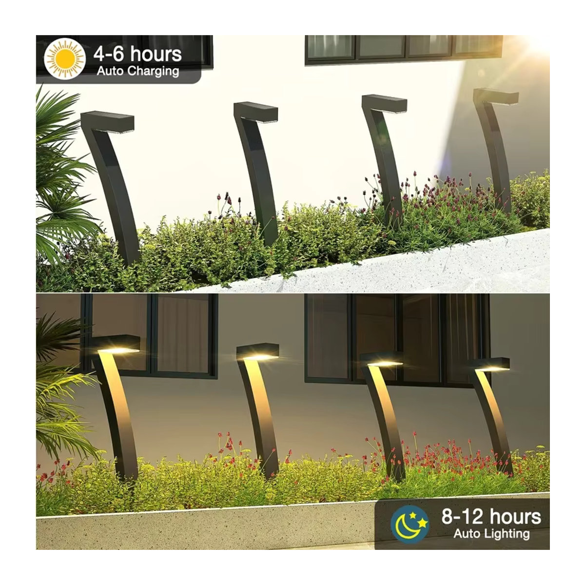 VENUSWING Solar-LED-Wegeleuchte IP65 wasserdicht Schwarz Modern - Bild 4
