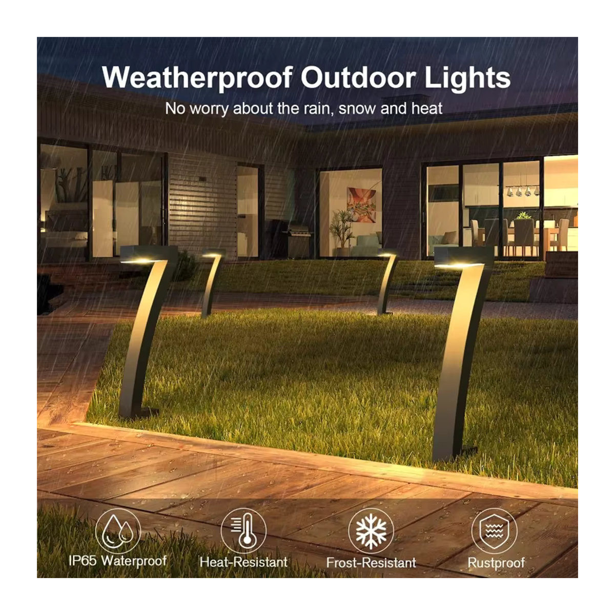 VENUSWING Solar-LED-Wegeleuchte IP65 wasserdicht Schwarz Modern - Bild 5
