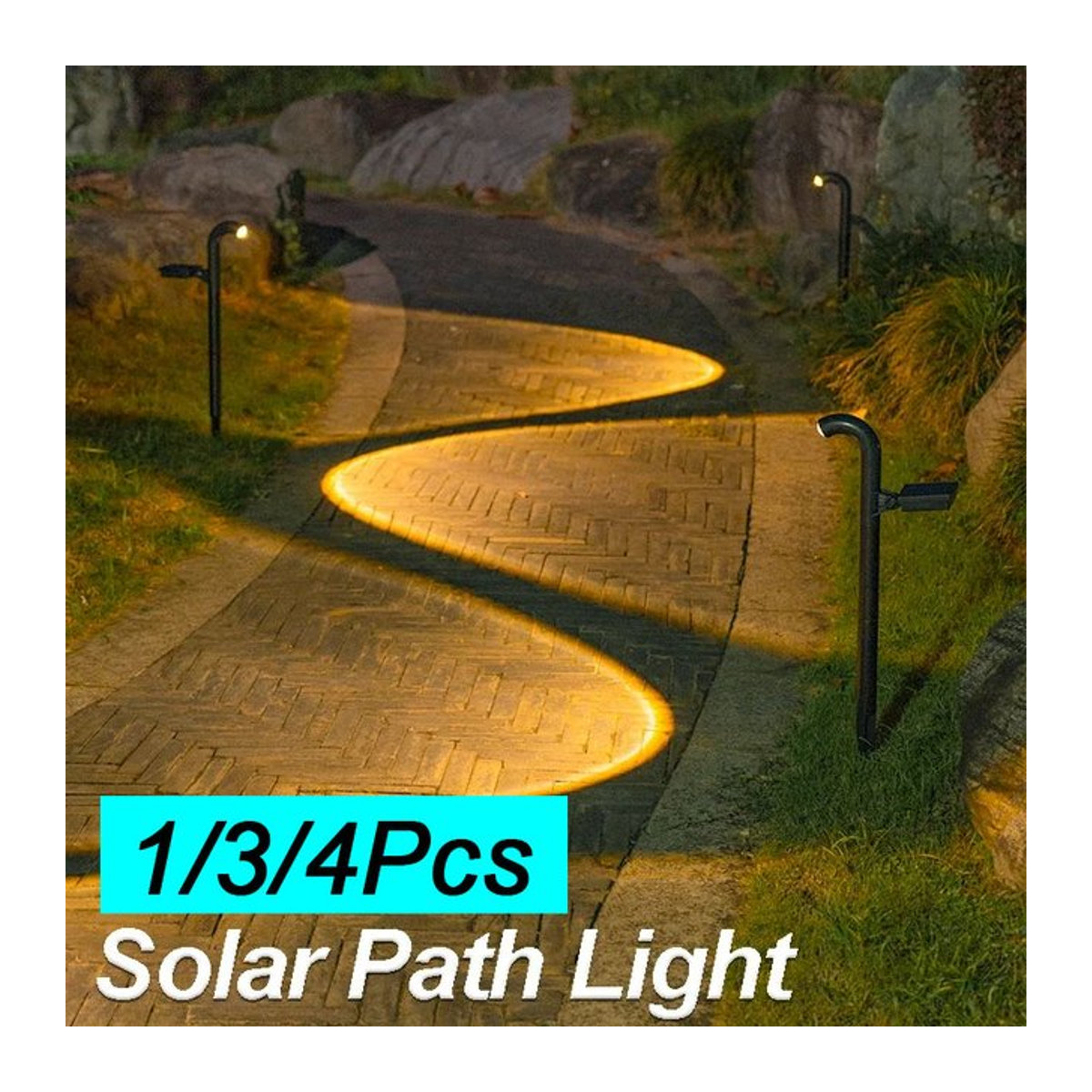 VENUSWING Solar-LED-Wegeleuchte Schwarz IP55 Wasserdicht für Garten und Gehweg - Bild 1