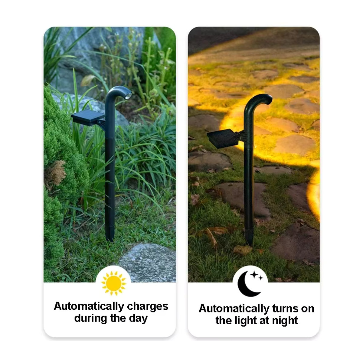 VENUSWING Solar-LED-Wegeleuchte Schwarz IP55 Wasserdicht für Garten und Gehweg - Bild 3
