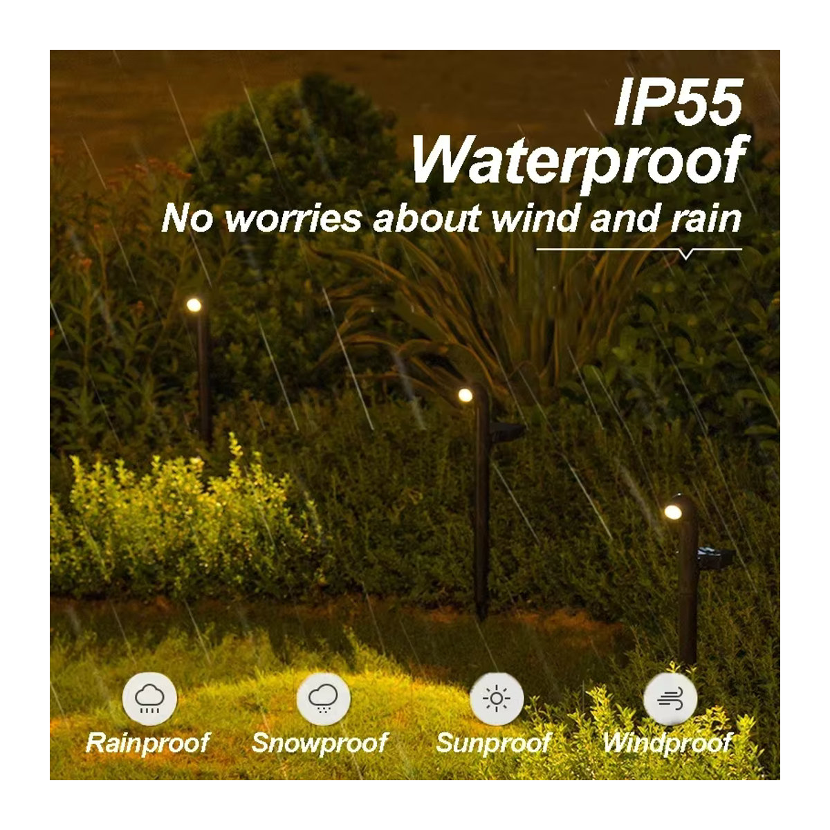 VENUSWING Solar-LED-Wegeleuchte Schwarz IP55 Wasserdicht für Garten und Gehweg - Bild 4