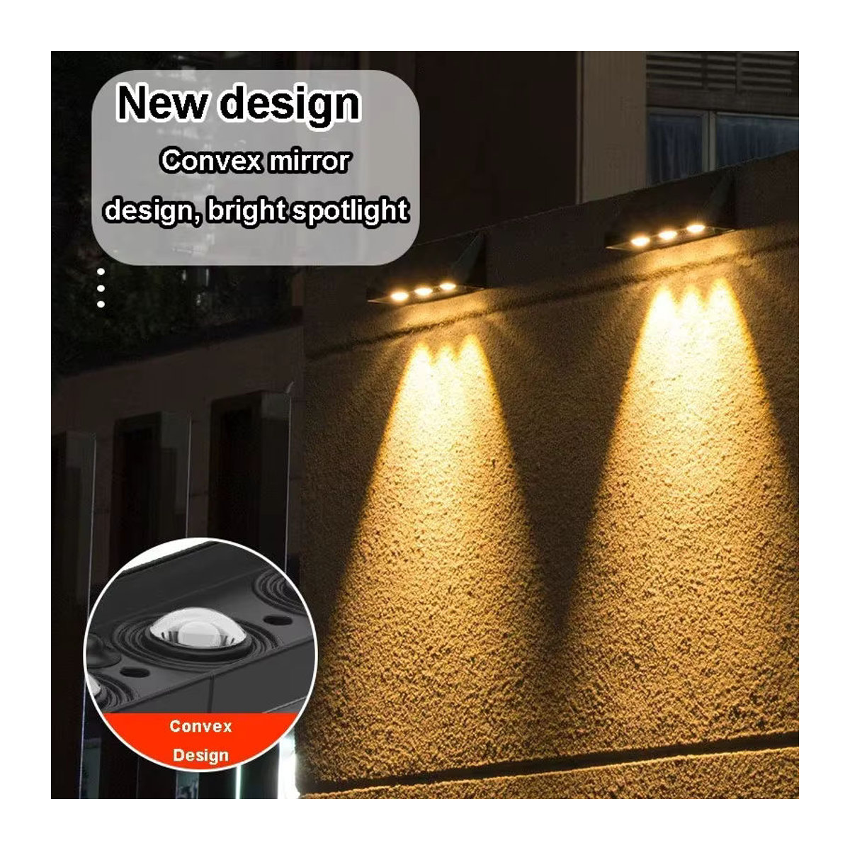 VENUSWING Solar-Wandleuchte für den Außenbereich in Schwarz mit warmweißem Licht, moderne wasserdichte Gartenleuchte für Terrasse und Balkon - Bild 5