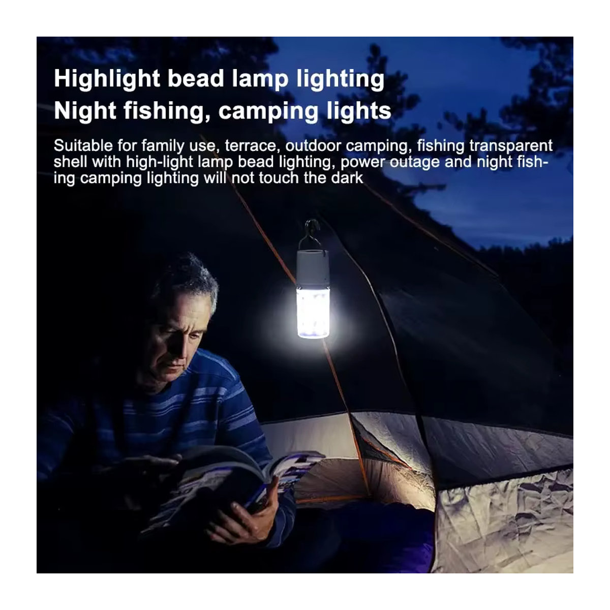 VENUSWING USB-aufladbare LED-Campinglampe mit Haken als tragbare Outdoor-Notfallbeleuchtung - Bild 4