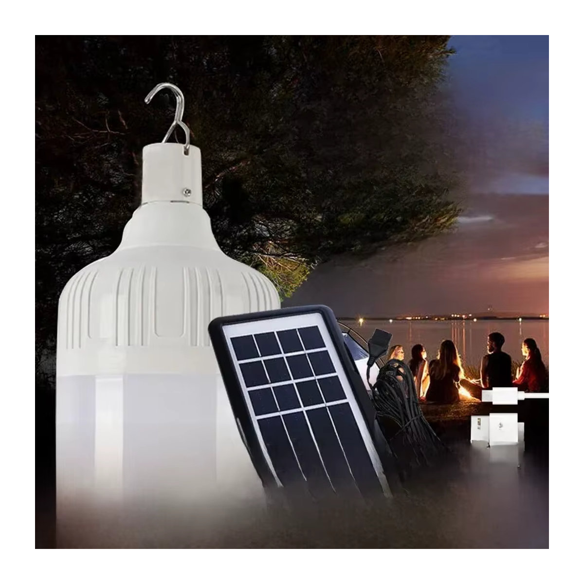VENUSWING USB wiederaufladbare LED-Notbeleuchtung mit Solarpanel, tragbare Camping-Laterne für den Außenbereich zum Aufhängen - Bild 5
