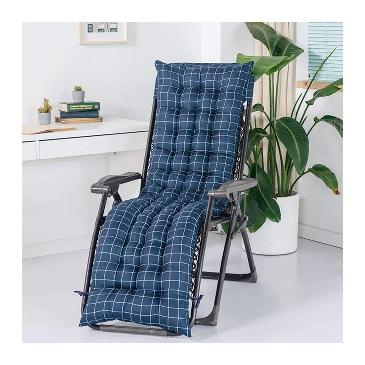 Verdicktes Universal Lounge Kissen für Schaukel- und Rattanstühle, Blau, Geometrisch - Bild 1
