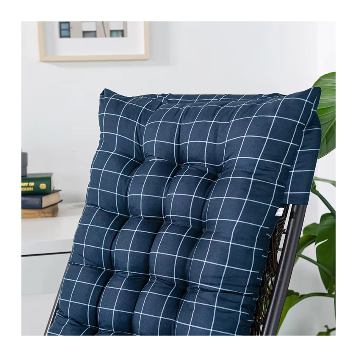 Verdicktes Universal Lounge Kissen für Schaukel- und Rattanstühle, Blau, Geometrisch - Bild 2
