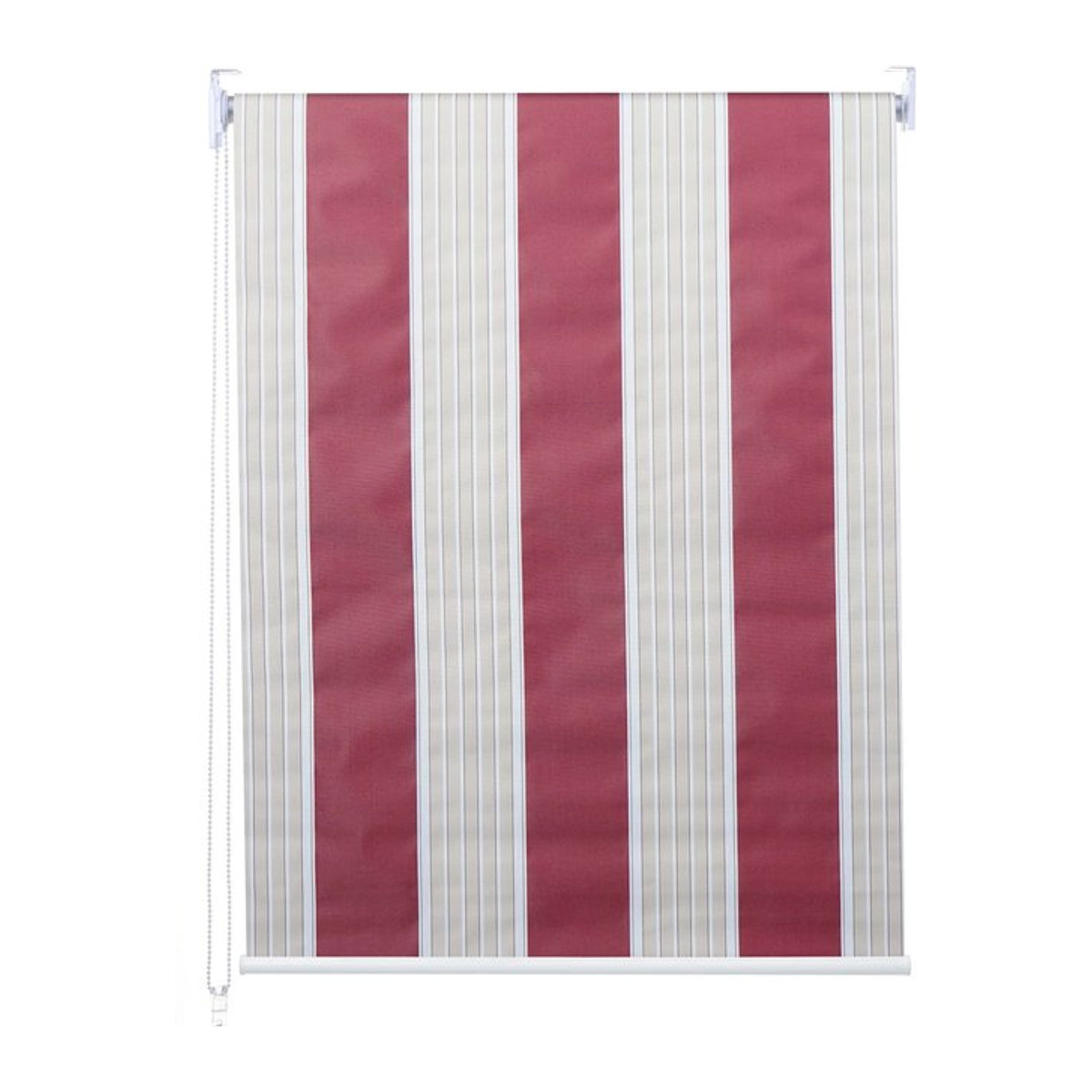 Verdunkelungs-Rollo MCW-D52 Seitenzugrollo als blickdichter Sonnenschutz, mehrfarbig in Rot, Weiß und Beige, B: 120 cm, H: 160 cm - Bild 1