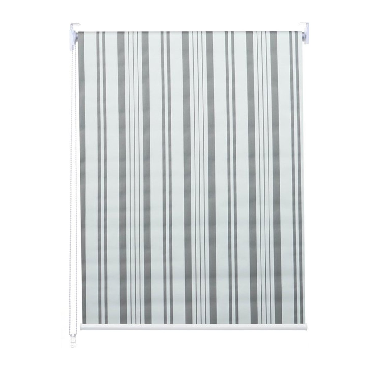 Verdunkelungs-Rollo MCW-D52 Seitenzugrollo als Sonnenschutz blickdicht, Farbe: grau/weiß, B: 120 cm, H: 230 cm - Bild 1