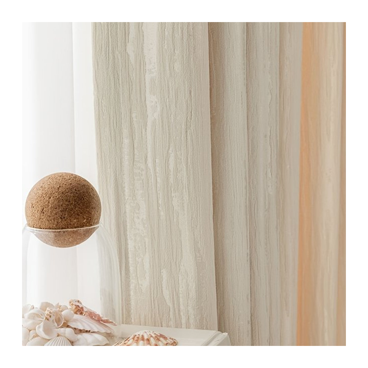 Verdunkelungsvorhang aus Creme Chenille mit Holzmaserung Jacquard für Wohnzimmer und Schlafzimmer - Bild 1