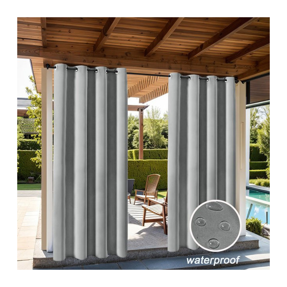 Verdunkelungsvorhänge aus wasserdichtem Material für Garten, Terrasse und Innenräume, 1 Stück - Bild 1