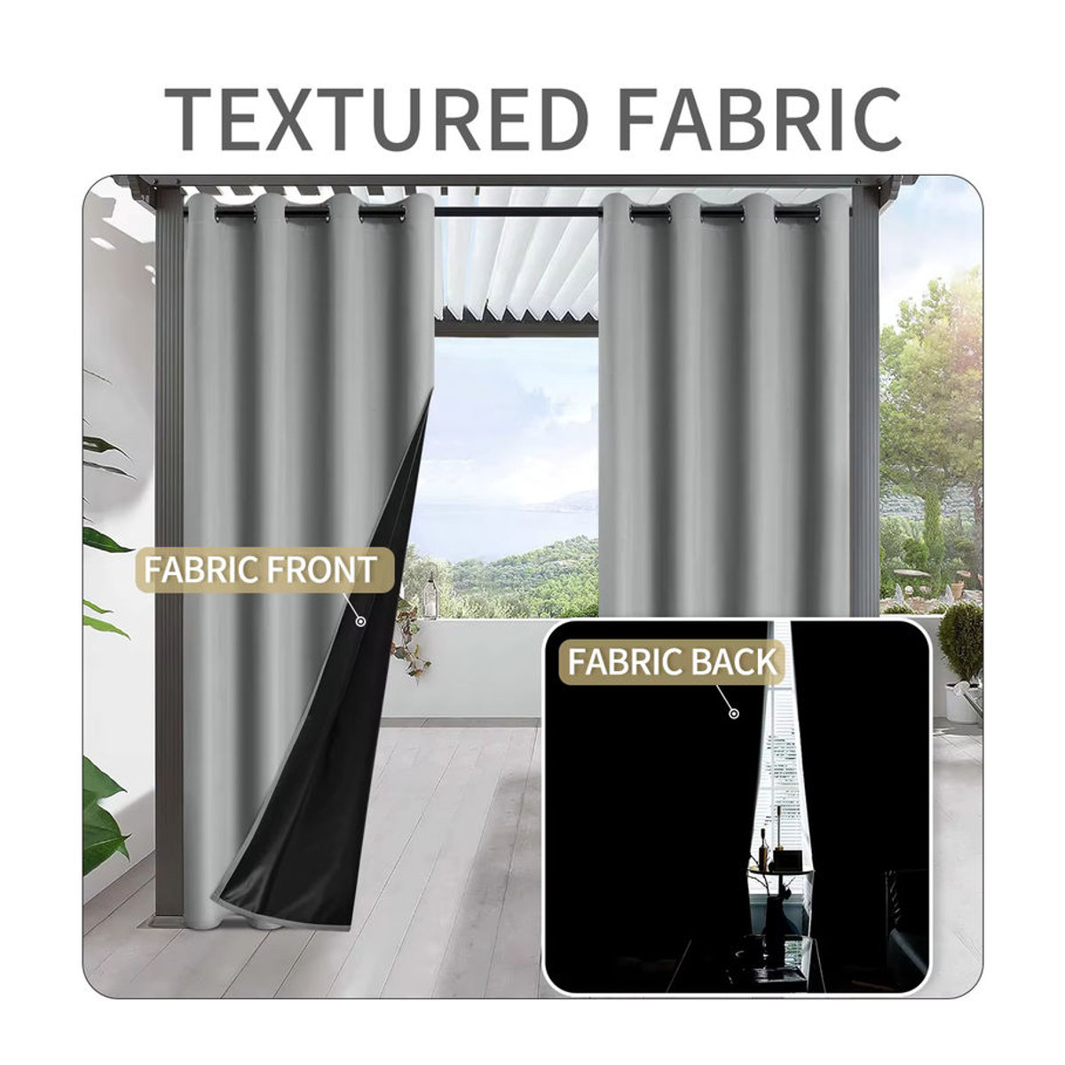 Verdunkelungsvorhänge aus wasserdichtem Material für Garten, Terrasse und Innenräume, 1 Stück - Bild 2