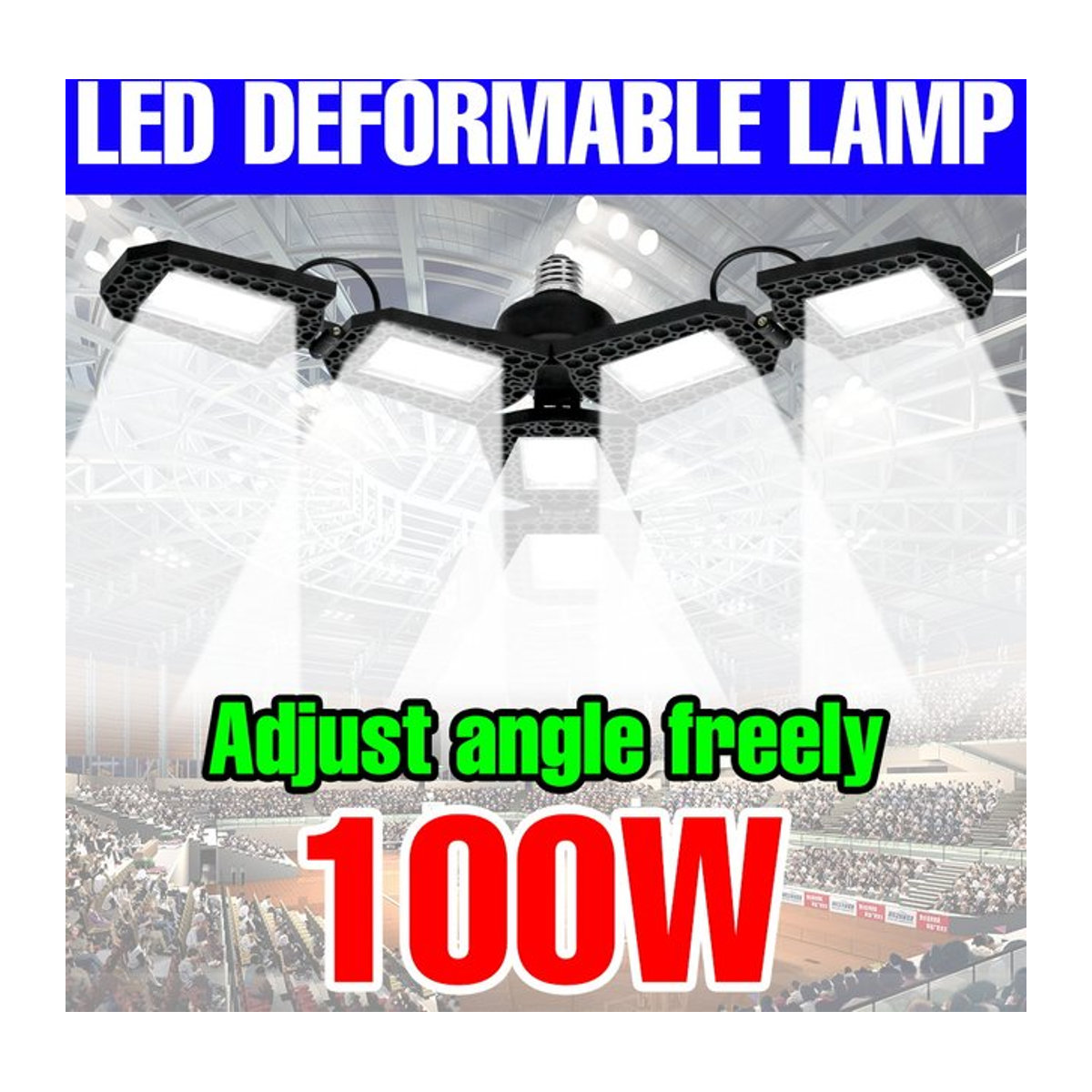 Verformbare LED Deckenleuchte E27 mit 100W als Strahlerlampe für Garage und Werkstatt in Schwarz - Bild 1