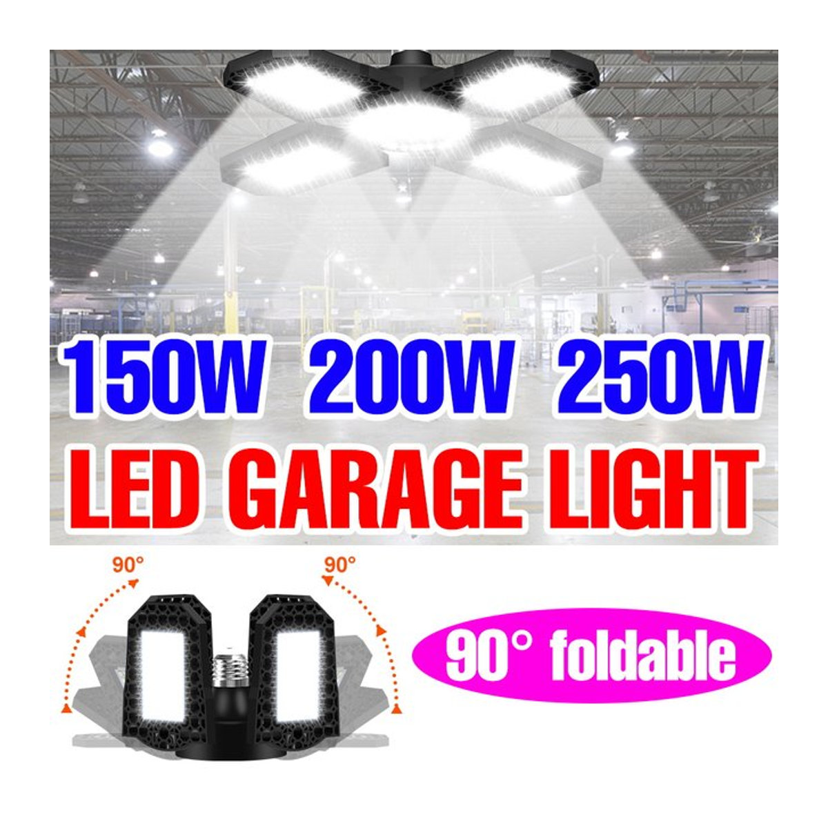 Verformbare LED-Garagen-Glühbirne mit E27-Sockel für Garage, Lager und Keller, 250 W Äquivalent, wählbar zwischen 3000 K und 6000 K - Bild 1