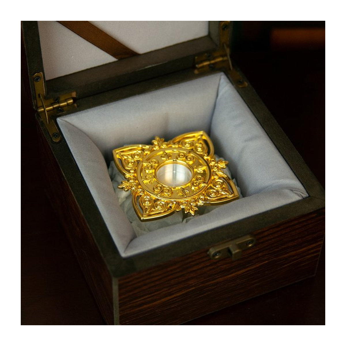 Vergoldete orthodoxe Aschenbox aus Zinklegierung in Gold für religiöse Dekoration und spirituelle Andenken - Bild 1