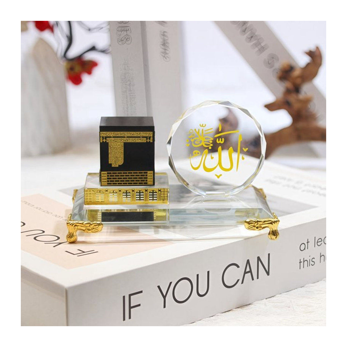 Vergoldetes Kaaba-Modell aus Kristall und Glas in Gold und Schwarz, orientalische Dekoration für dein Zuhause - Bild 1