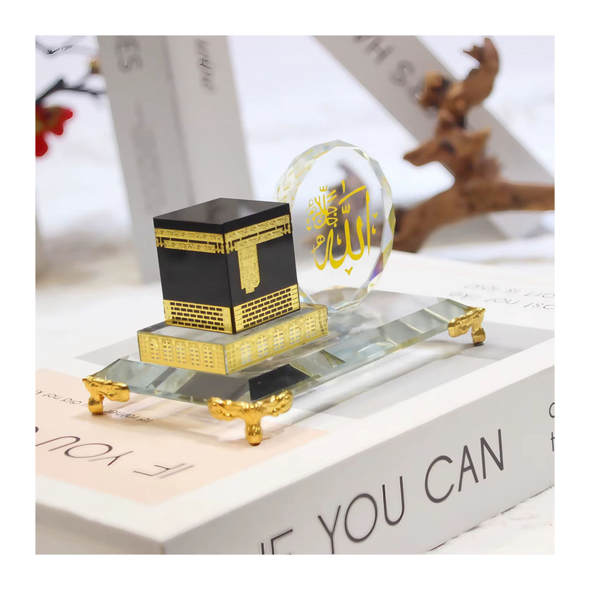Vergoldetes Kaaba-Modell aus Kristall und Glas in Gold und Schwarz, orientalische Dekoration für dein Zuhause - Bild 3
