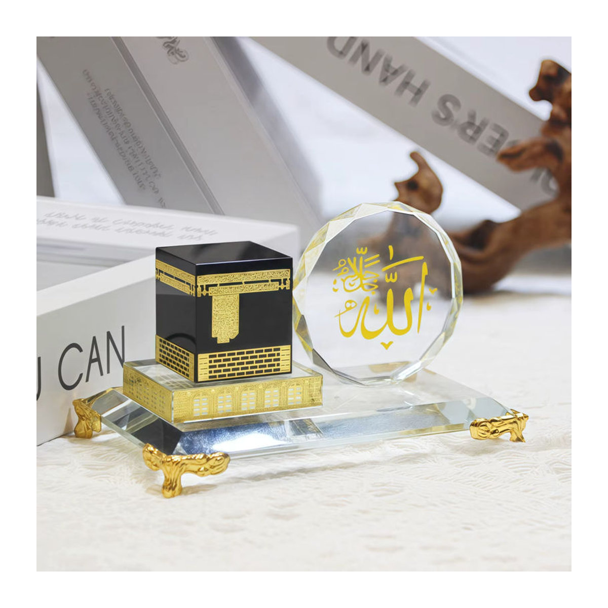 Vergoldetes Kaaba-Modell aus Kristall und Glas in Gold und Schwarz, orientalische Dekoration für dein Zuhause - Bild 4