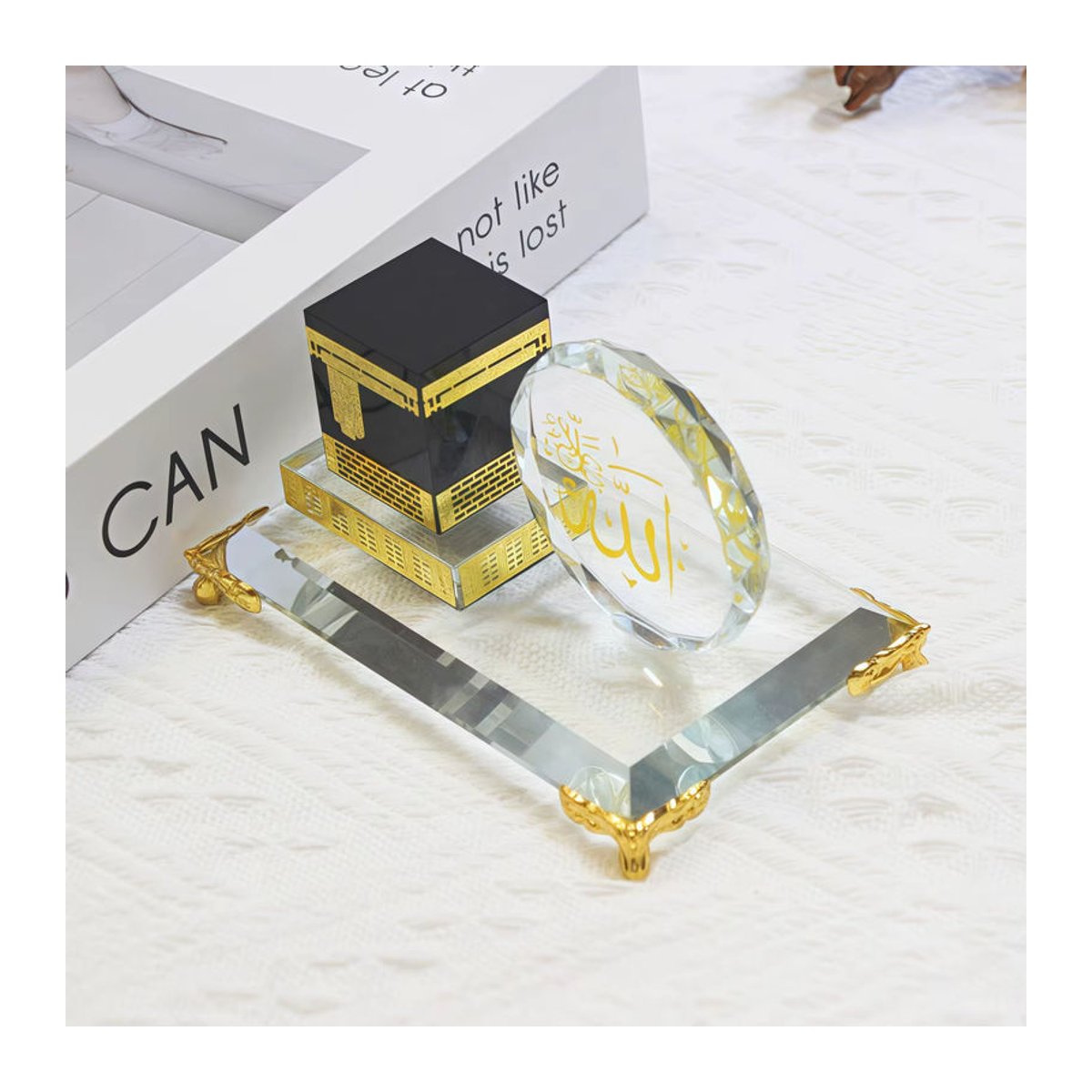 Vergoldetes Kaaba-Modell aus Kristall und Glas in Gold und Schwarz, orientalische Dekoration für dein Zuhause - Bild 5