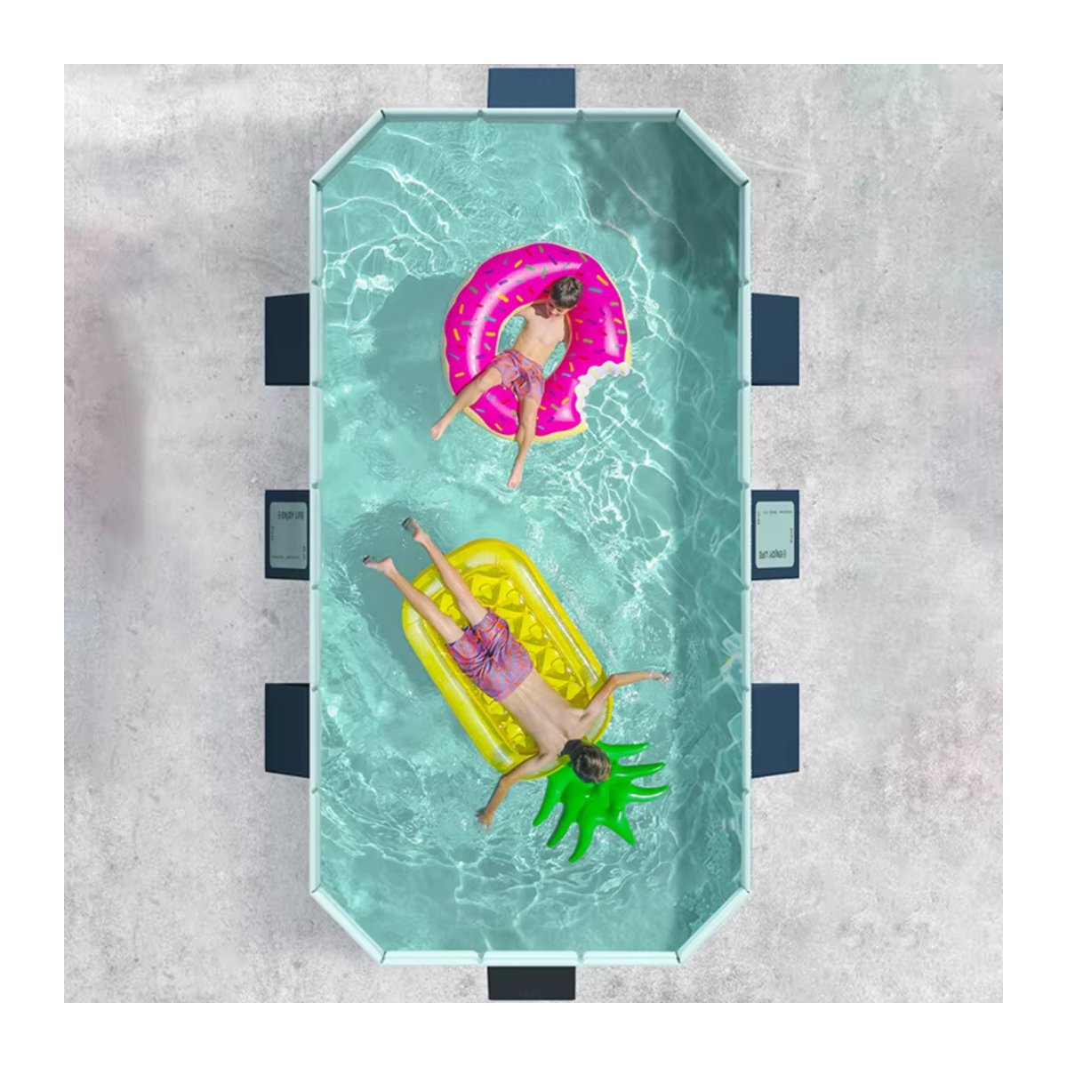 Verschleißfester PVC-Pool in Blau für den Außenbereich als nicht aufblasbares Klapp-Planschbecken für Kinder - Bild 3