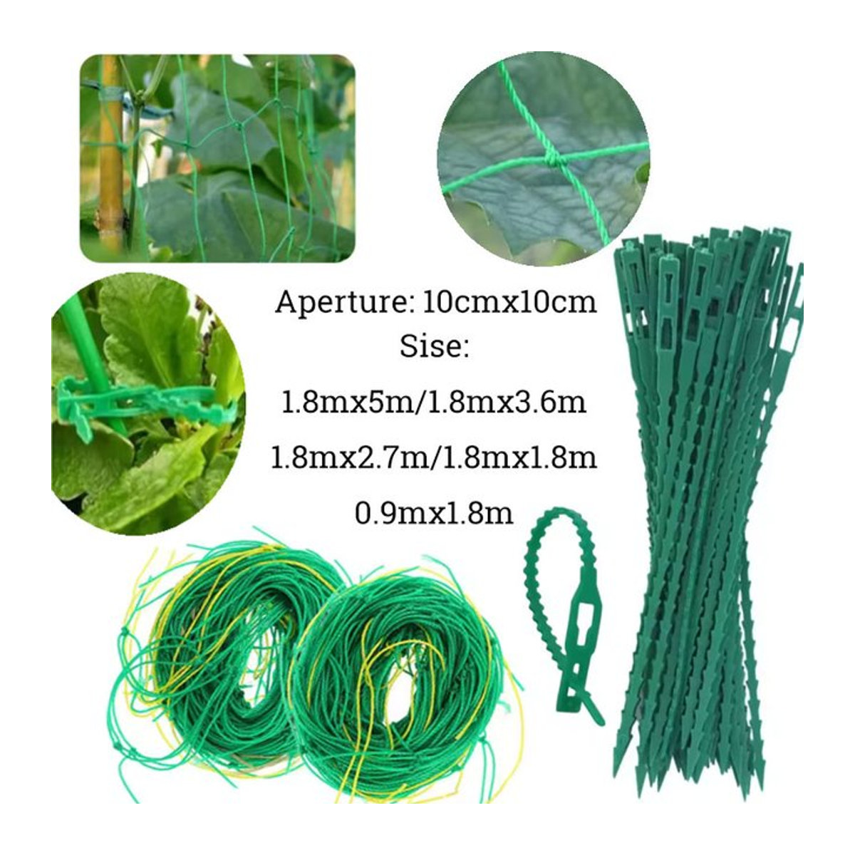 Verstellbare Pflanzen-Kabelbinder 17 cm für Garten-Kletternetz zur Unterstützung von Gurken, Tomaten und Trauben - Bild 1