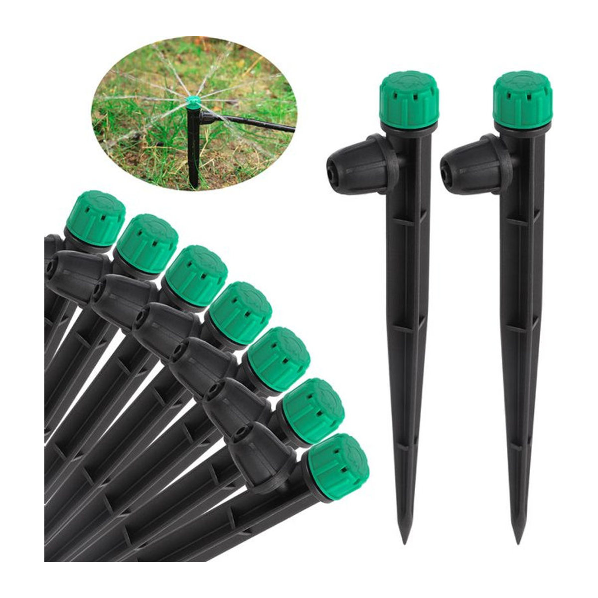 Verstellbare Sprinkler mit Spikes und 8-Loch-Halterung für Garten, Rasen und Blumen zur Tröpfchenbewässerung, 10 oder 30 Stück - Bild 1