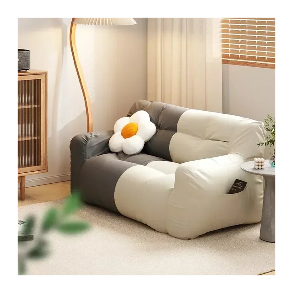 Verstellbarer Lazyboy-Doppelsitzsack-Sofa aus Stoff in Schwarz oder Schwarz-Weiß für Schlafzimmer und Balkon - Bild 1