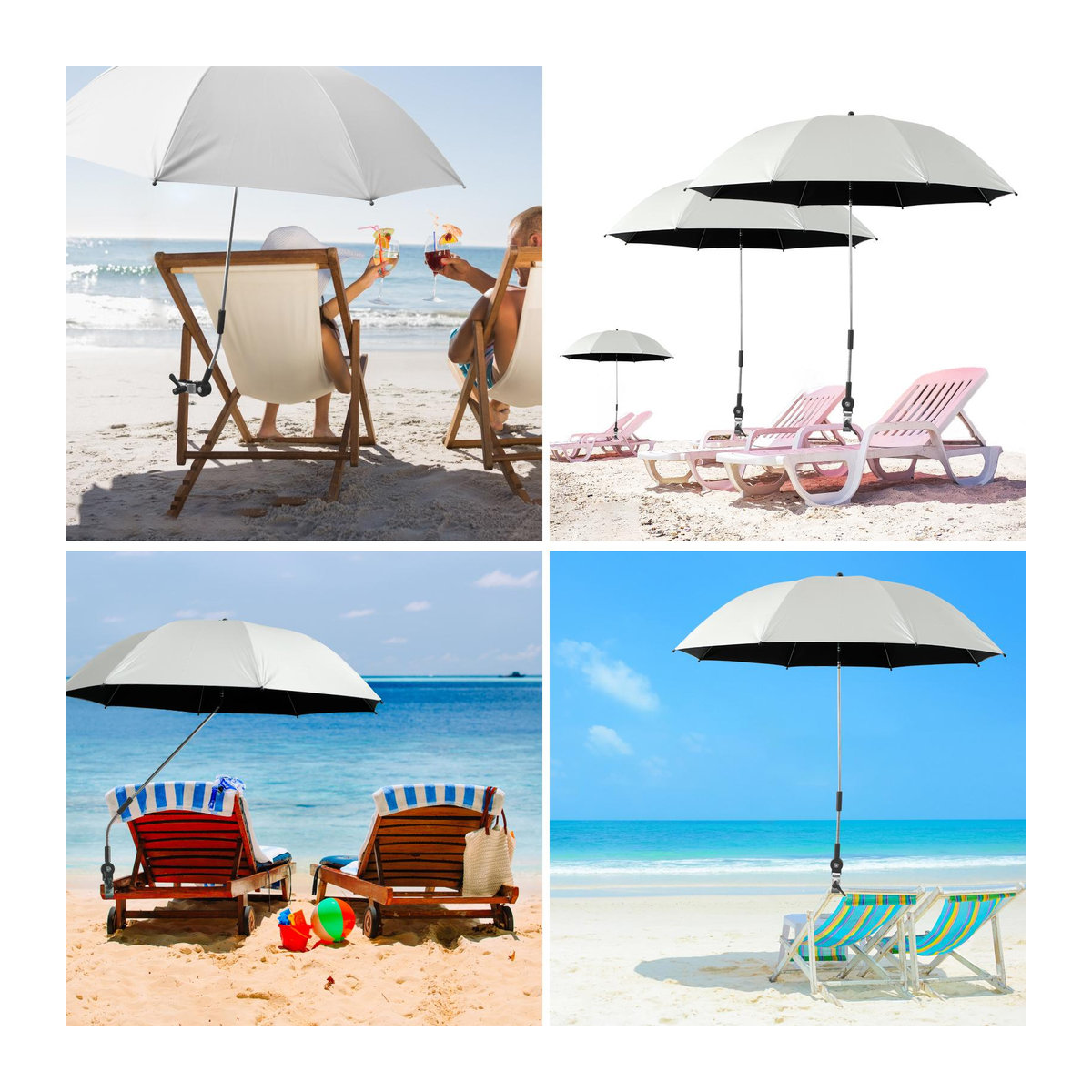 Verstellbarer Strandschirm von OFFICE-MALL mit Clip-Halterung für Strand, Campingstuhl und Rollstuhl - Bild 3