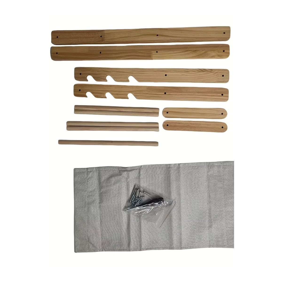 Verstellbarer Strandstuhl aus Massivholz in Blau und Beige als Fotografie-Requisite für das Studio - Bild 2