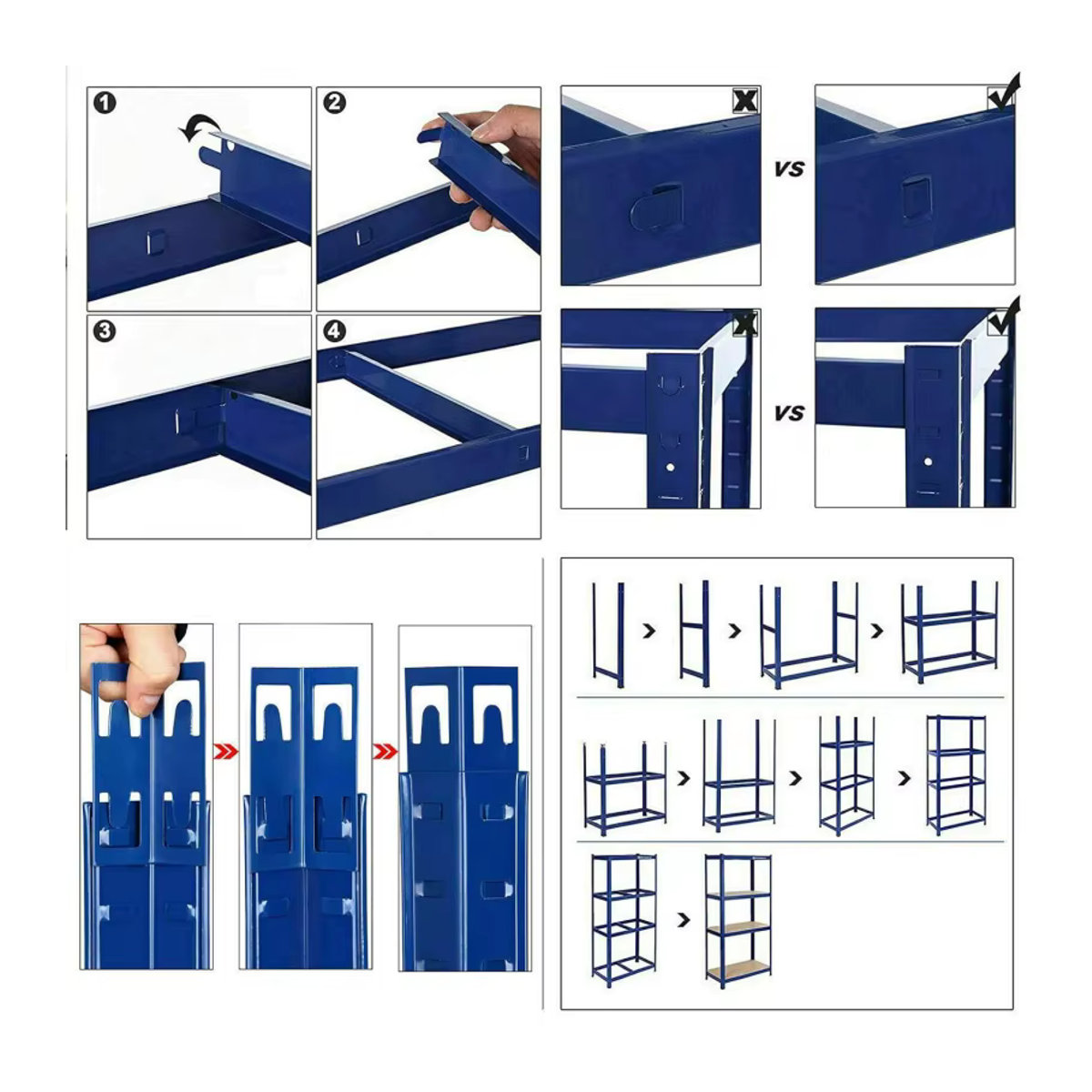 Verstellbares 5-stufiges Metallregal in Blau mit 875 kg Tragkraft, bolzenfreies Garagenregal für Werkstatt und Keller, B/T/H: 200 x 100 x 50 cm - Bild 3
