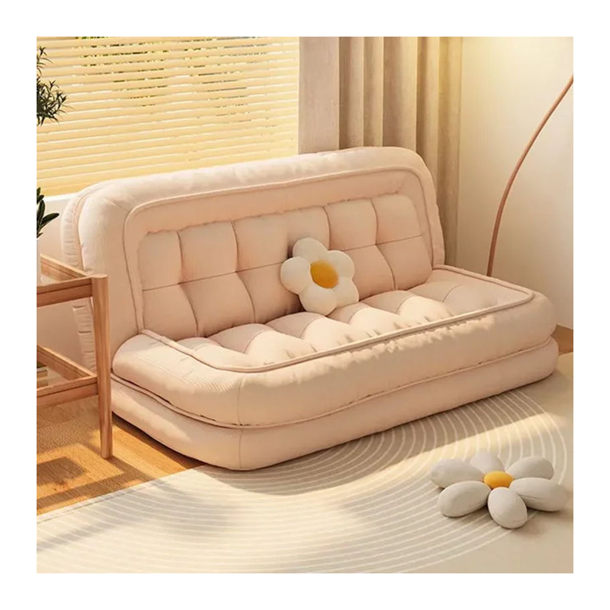 Verstellbares Lazy Sofa Tatami in Beige mit minimalistischem Design zum Schlafen und Entspannen - Bild 1