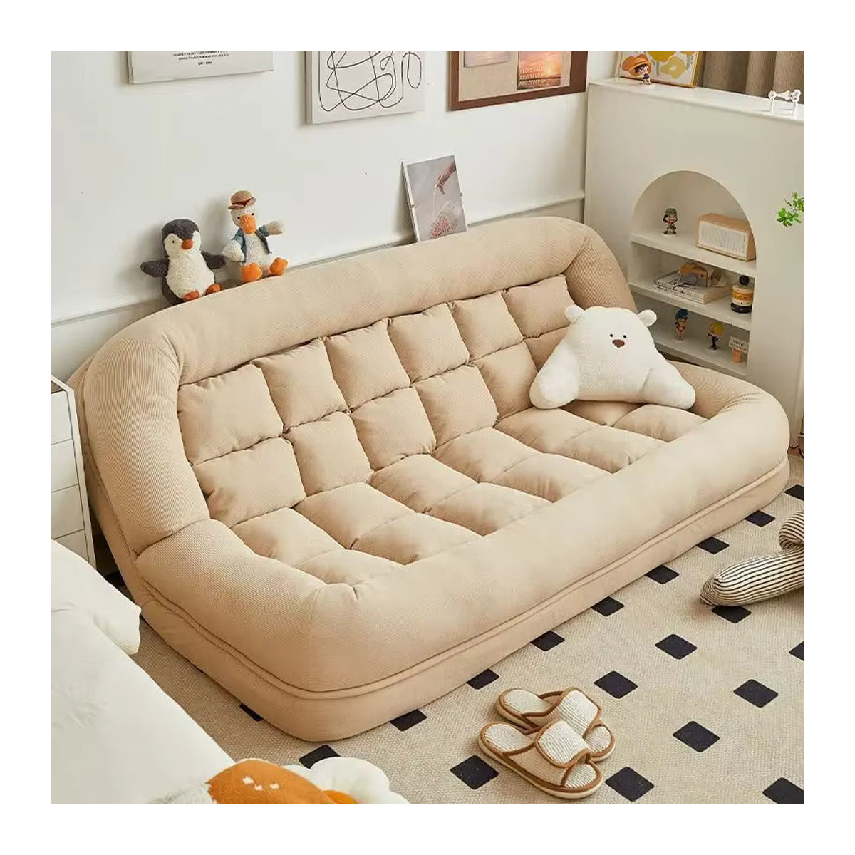 Verstellbares Lazy Sofa Tatami in Beige mit minimalistischem Design zum Schlafen und Entspannen - Bild 2