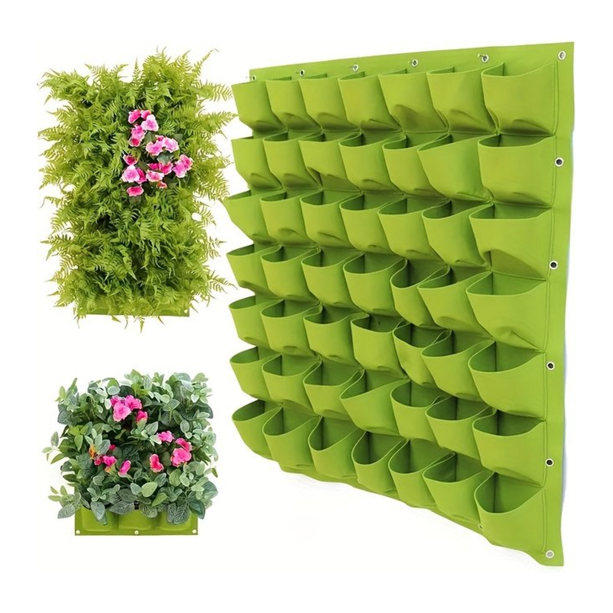 Vertikaler Pflanzbeutel in Grün zur Wandmontage für Gartenbau und Gemüseanbau - Bild 1