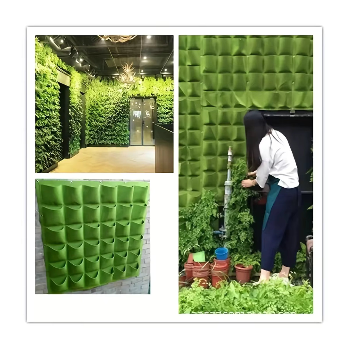 Vertikaler Pflanzbeutel in Grün zur Wandmontage für Gartenbau und Gemüseanbau - Bild 5