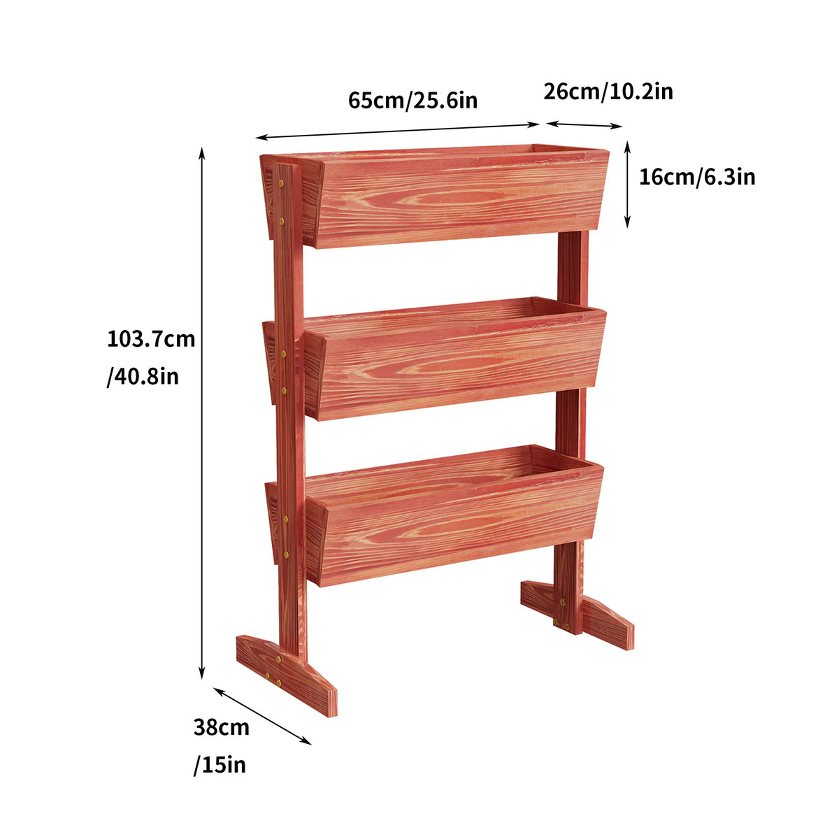Vertikales Hochbeet aus Holz mit 3 Pflanzkästen als Blumentreppe für deinen Garten - Bild 2