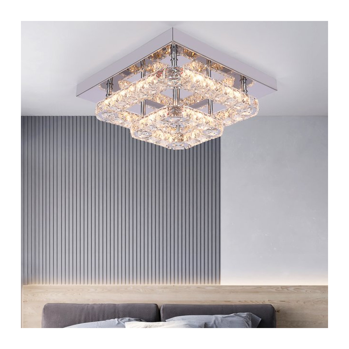 Vetrulus Kristall Kronleuchter mit LED und Chrom-Finish für Wohnzimmer, Schlafzimmer und Esszimmer - Bild 1