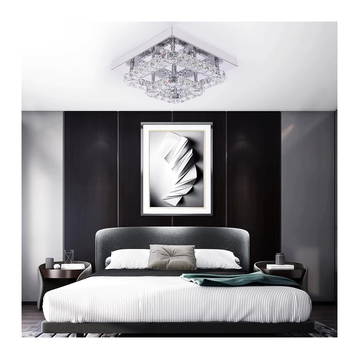 Vetrulus Kristall Kronleuchter mit LED und Chrom-Finish für Wohnzimmer, Schlafzimmer und Esszimmer - Bild 6