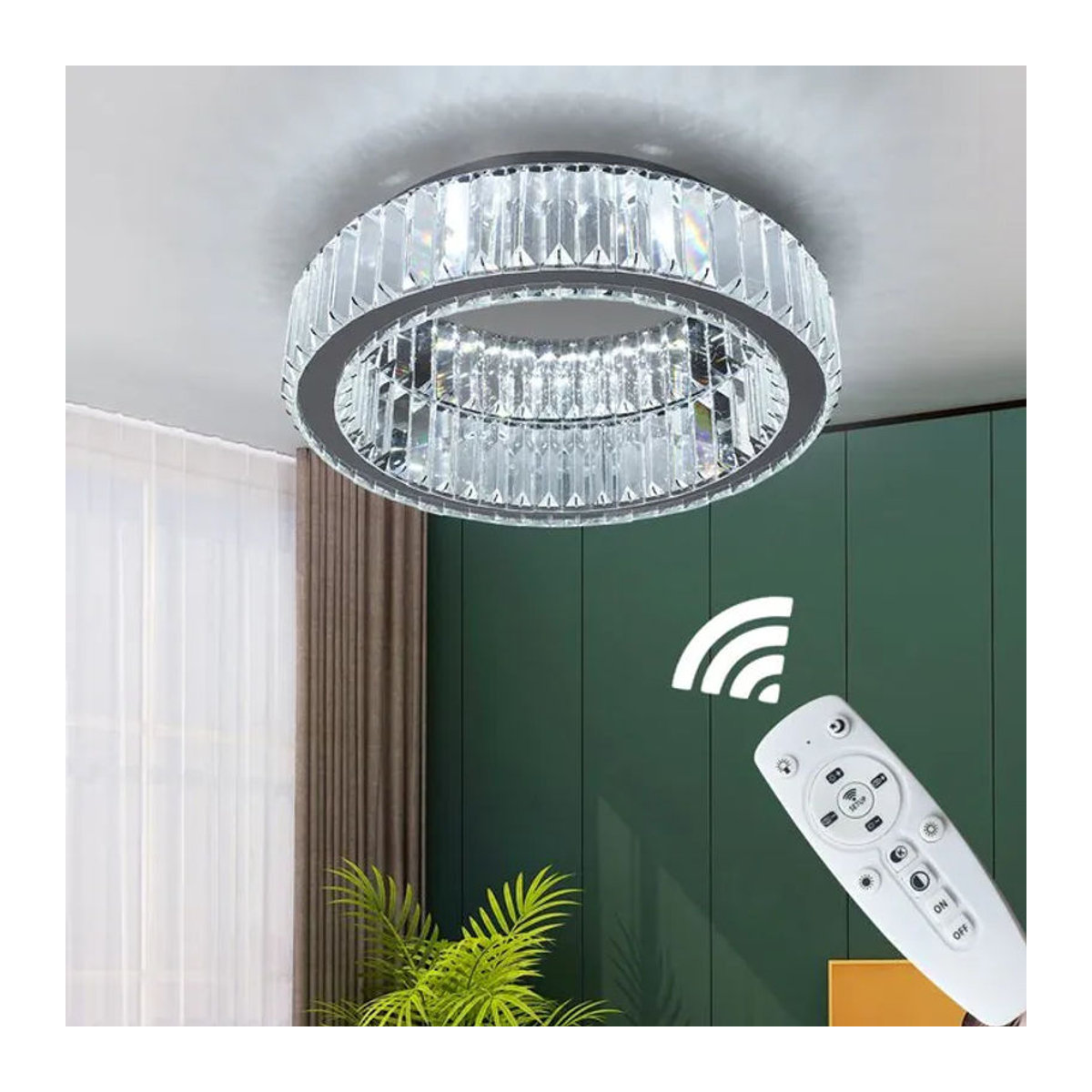 VETRULUS Moderne LED Kristall Deckenleuchte in Chrom als dimmbarer Kreis-Kronleuchter für Wohnzimmer und Schlafzimmer - Bild 1