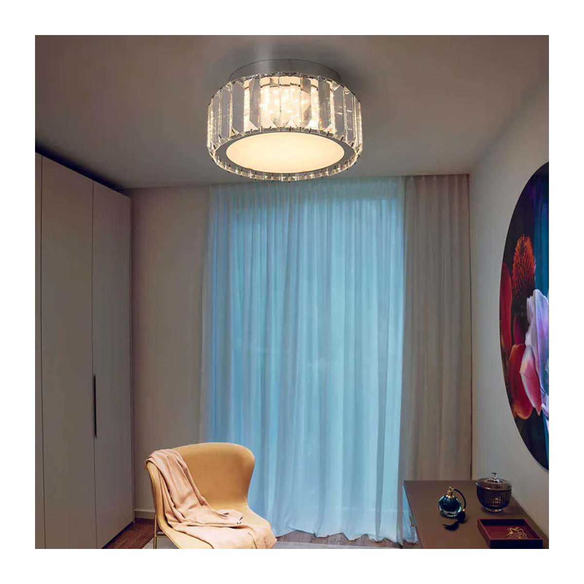 VETRULUS Moderne LED Kristall Deckenleuchte in Chrom als dimmbarer Kreis-Kronleuchter für Wohnzimmer und Schlafzimmer - Bild 6