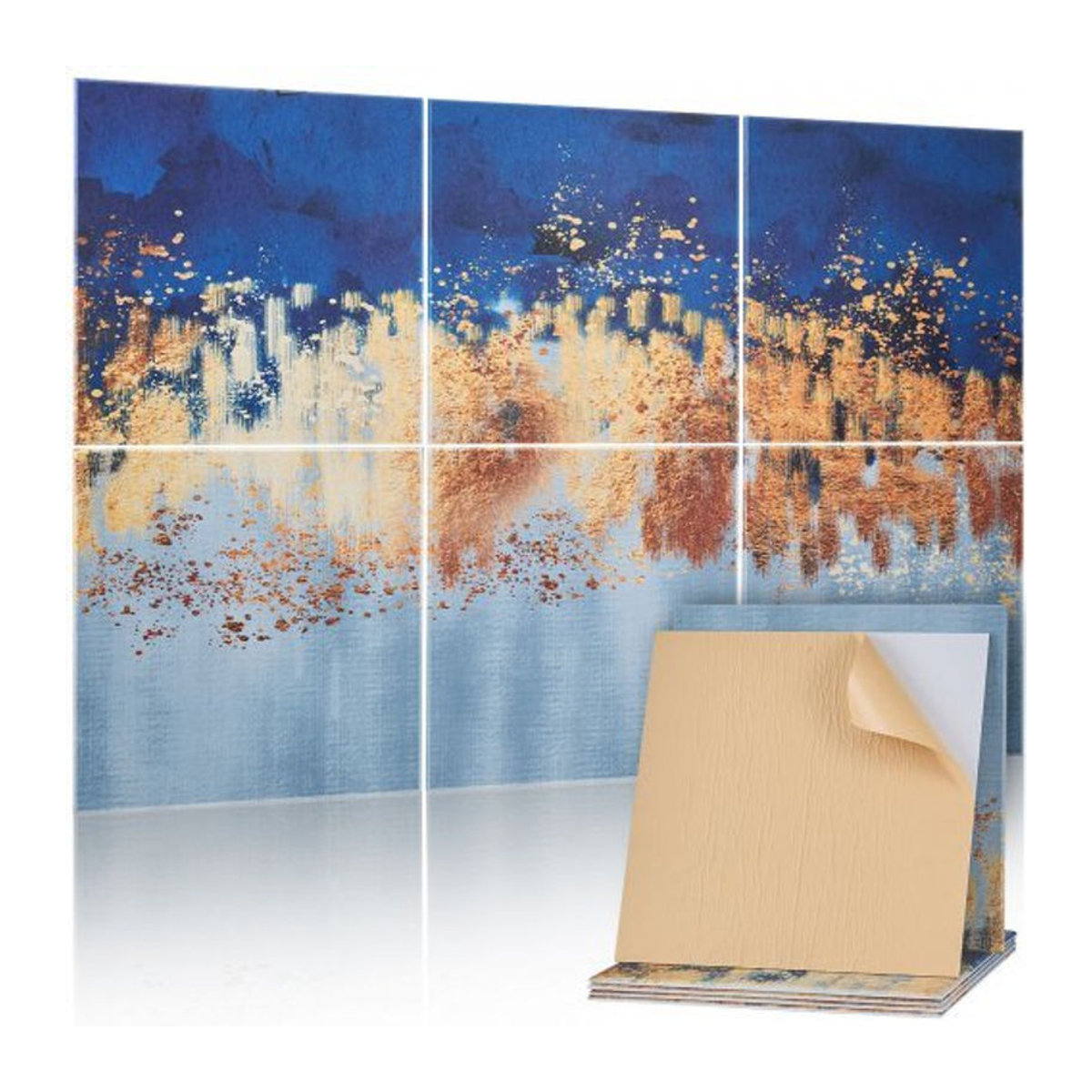 VEVOR 6er-Pack Akustikpaneele aus Polyester, selbstklebende Schalldämpfungs- und Absorptionsplatten für Wandmontage, mehrfarbig, H x B x T: 180 x 120 x 1 cm - Bild 1