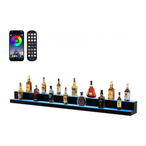 VEVOR Barregal Weinregal aus Acryl mit LED-Beleuchtung, App-Steuerung und RF-Fernbedienung, freistehend, Schwarz/Transparent, B/T/H: 182,8 x 20 x 15 cm