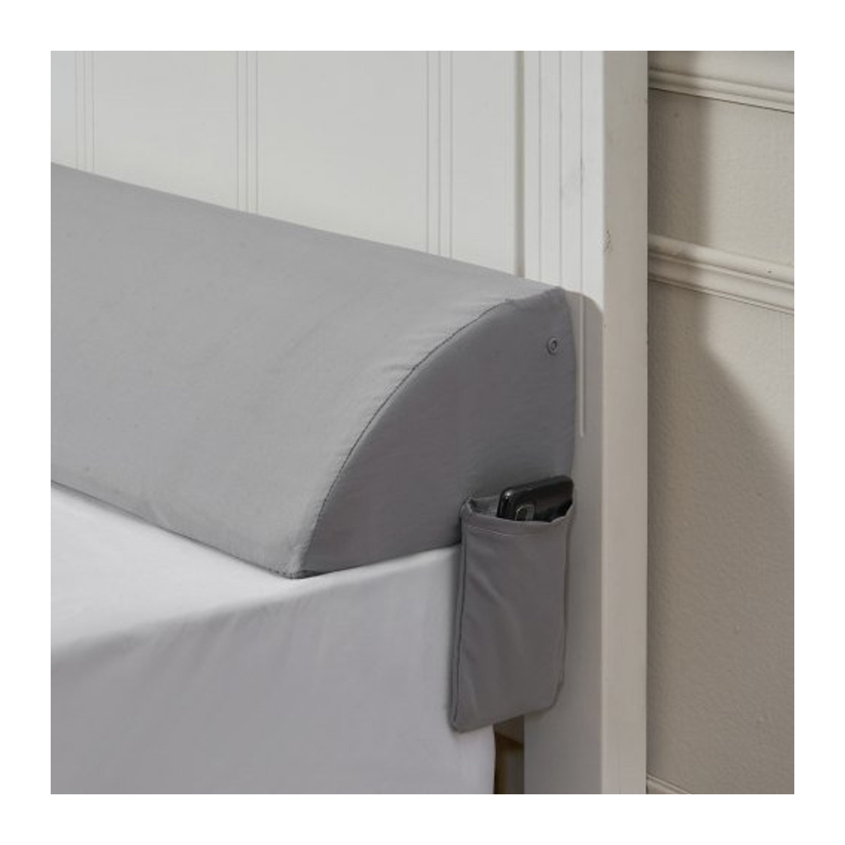VEVOR Bett-Lückenfüller Keilkissen aus hochdichtem Schaumstoff mit Seitentasche, Grau, B/T/H: 182,9 x 25,5 x 15,2 cm - Bild 1