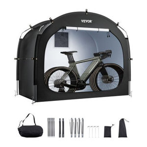 VEVOR Fahrradzelt für 4 bis 5 Fahrräder, schwarze Fahrradgarage mit belüftetem Fenster und Doppelreißverschlüssen, B/T/H: 226 x 151 x 197 cm