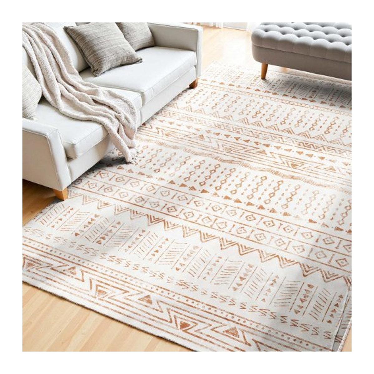 VEVOR Flächenteppich Kurzflor in Beige, rutschfest und waschbar, Modern-Stil für Wohnzimmer, Schlafzimmer oder Büro, B: 152,4 cm, T: 213,4 cm - Bild 1