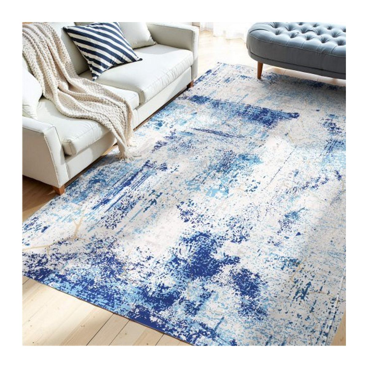 VEVOR Flächenteppich Kurzflor in Blau, rutschfest und waschbar, Modern-Stil für Wohnzimmer, Schlafzimmer oder Büro, B: 152,4 cm, T: 213,4 cm - Bild 1