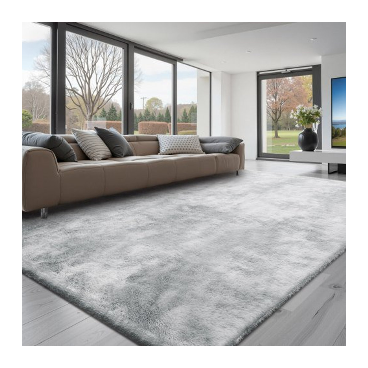 VEVOR Hochflor Teppich Grau, B: 274,3 cm, T: 365,8 cm, Florhöhe: 3,5 cm - Bild 1