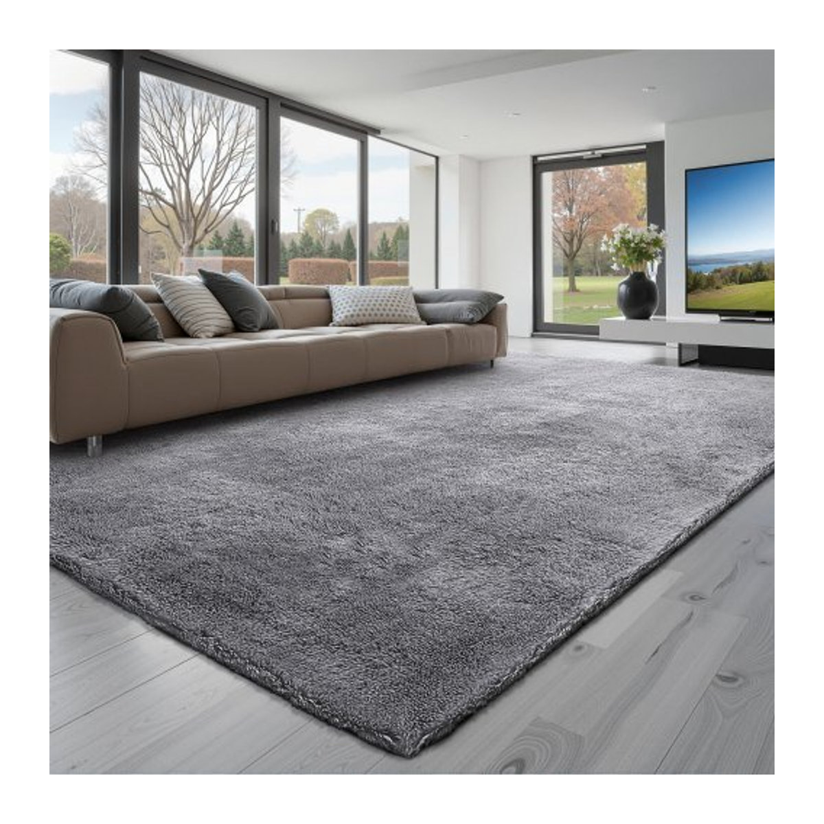 VEVOR Hochflor Teppich Grau B: 304,8 cm, T: 243,8 cm, Florhöhe: 3,5 cm - Bild 1