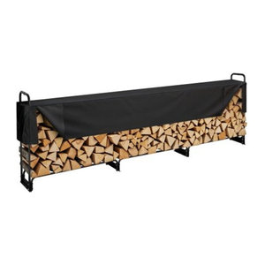 VEVOR Kaminholzregal aus Metall mit wasserdichter Abdeckung, Stahlrahmen Brennholzregal für Garten und Terrasse, B/T/H: 386 x 36 x 117 cm