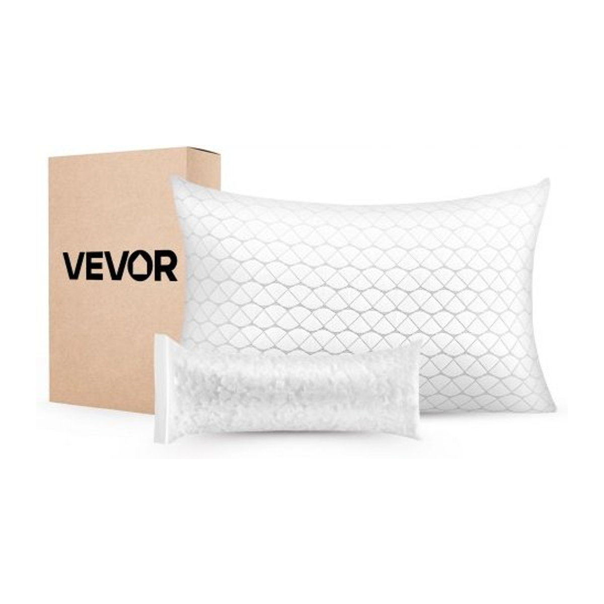 VEVOR Kingsize Kopfkissen mit Memory-Schaum-Füllung in Weiß, verstellbares Schlafkissen inklusive Kissenbezug aus Naturfaser für Rücken-, Bauch- und Seitenschläfer - Bild 1